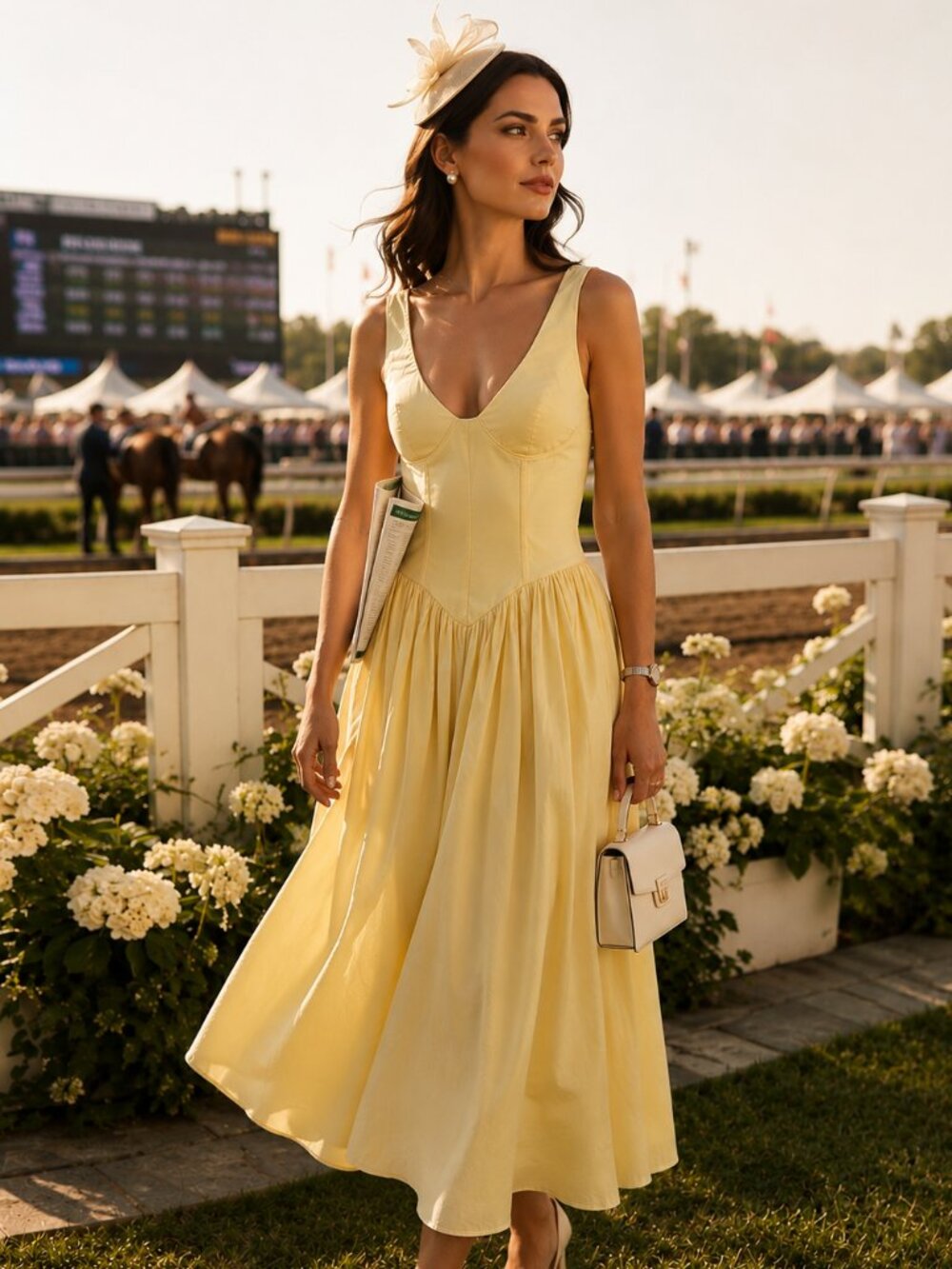Showpo. Beckett Butter Yellow Drop V Waist Cotton Midi Dress NWT size 2 XS Scoop